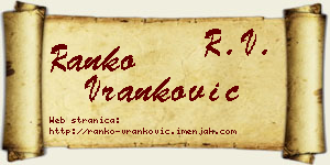 Ranko Vranković vizit kartica